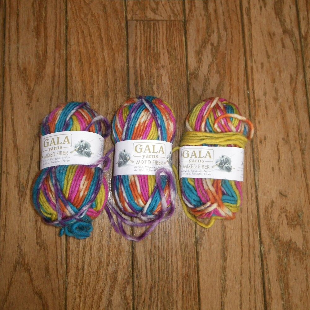 2+ Small Skeins Gala Yarns Mixed Fiber Yarn - Multi Colors